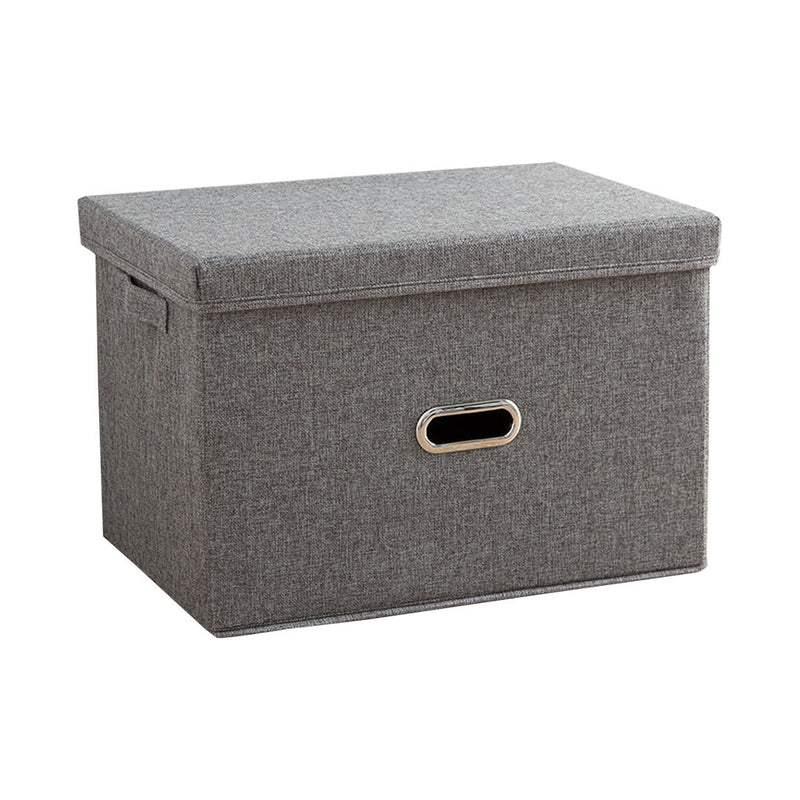 Large Foldable Canvas Storage Box 44x29x30cm Grey Durable Dustproof With Handle