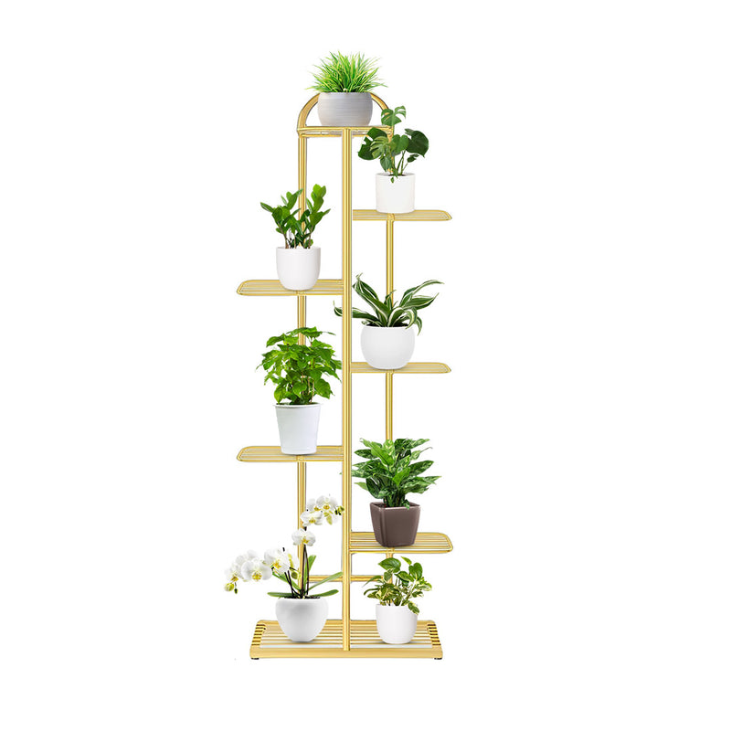 7 Tier Gold Metal Plant Stand 8 Pots Indoor Display Shelf For Home Office