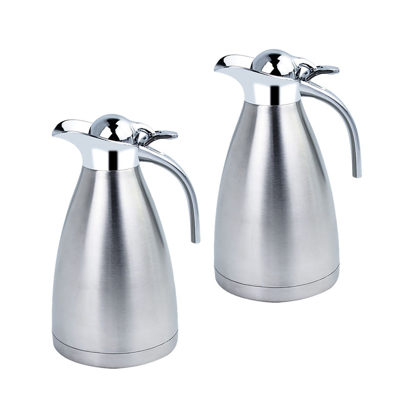2X 1.5L Thermal Flask Silver Stainless Steel Vacuum Insulated Leak-Proof