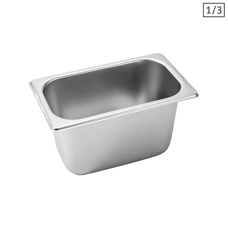 1/3 Size Stainless Steel Steam Table Pan 33.4x18.2x15cm Stackable