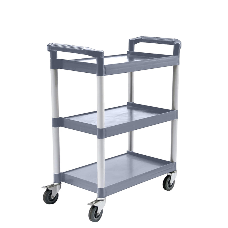 3 Tier Kitchen Cart PVC Metal 830x420x950mm 40Kg Each Gray Wheels Handles