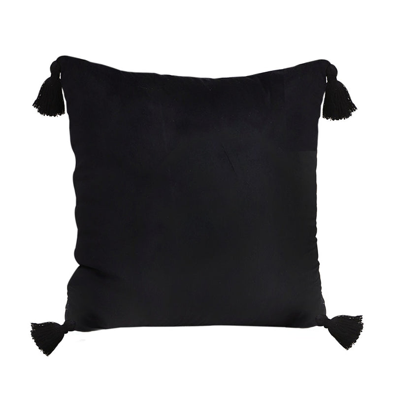Vintage Black Velvet Throw Pillow 45X Soft Square Cushion with Tassels