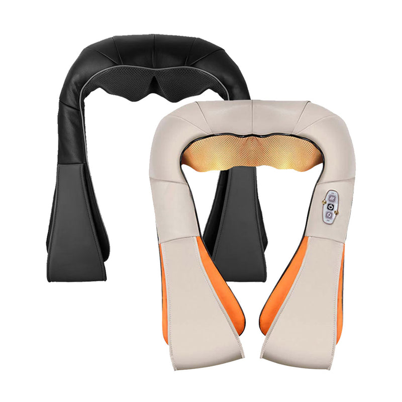 2X Electric Infrared Shiatsu Neck Shoulder Back Massager Black White