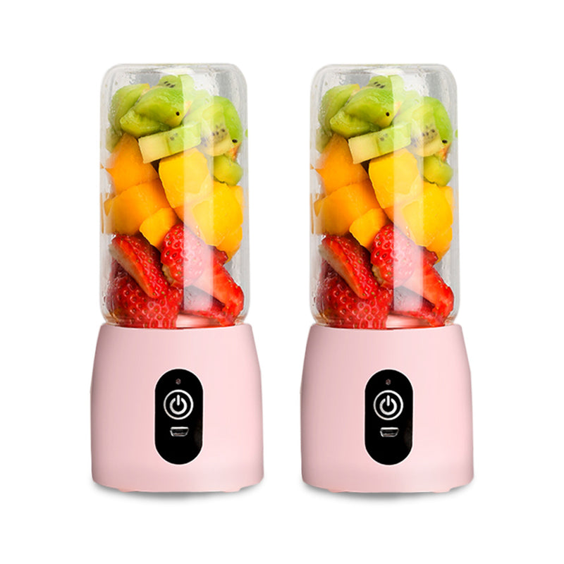 2X Portable Mini USB Rechargeable Handheld Juice Extractor Mixer Glass Pink
