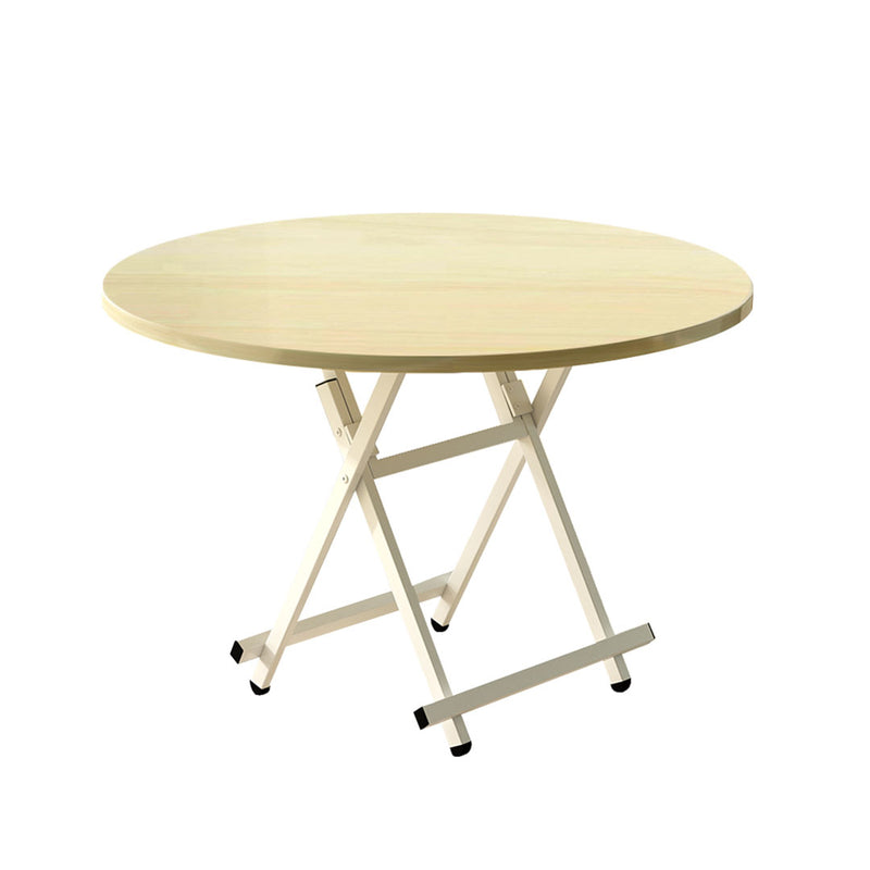 Round Dining Table Mdf Aluminum Legs 60cm Height 70cm Maple Grain Portable