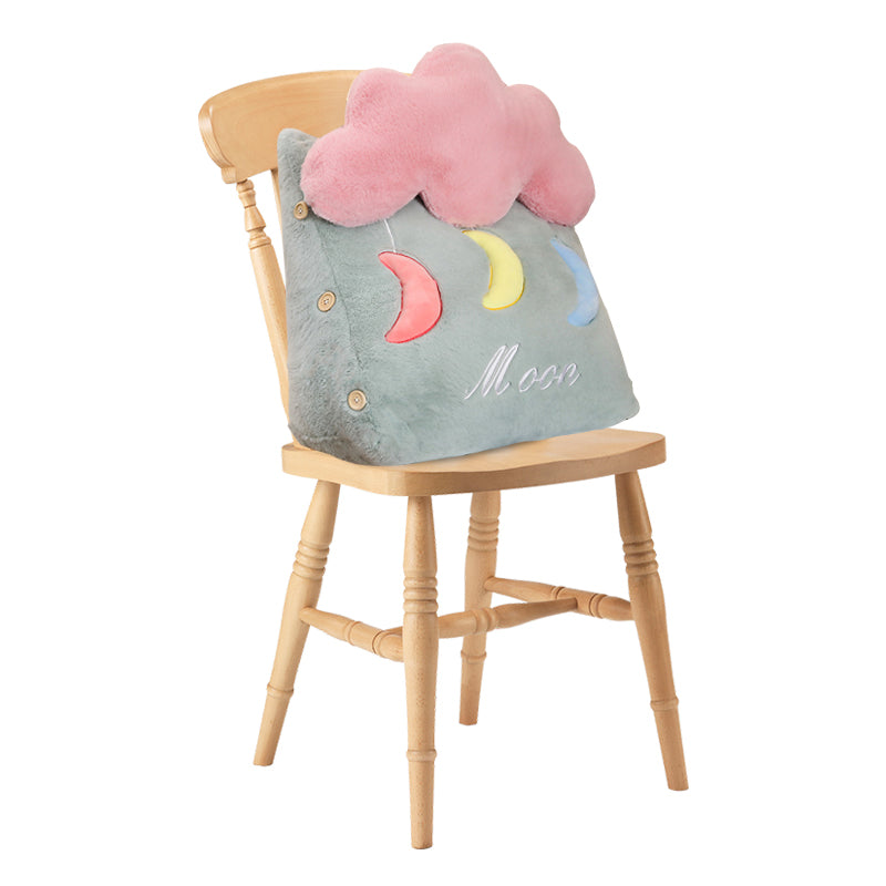 Moon Cloud Wedge Cushion Polypropylene Cotton Lumbar Pillow 45x25x50cm Green