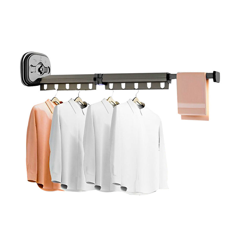 93.2cm Wall Mounted Aluminum Retractable Foldable Clothes Drying Rack Gray 10kg