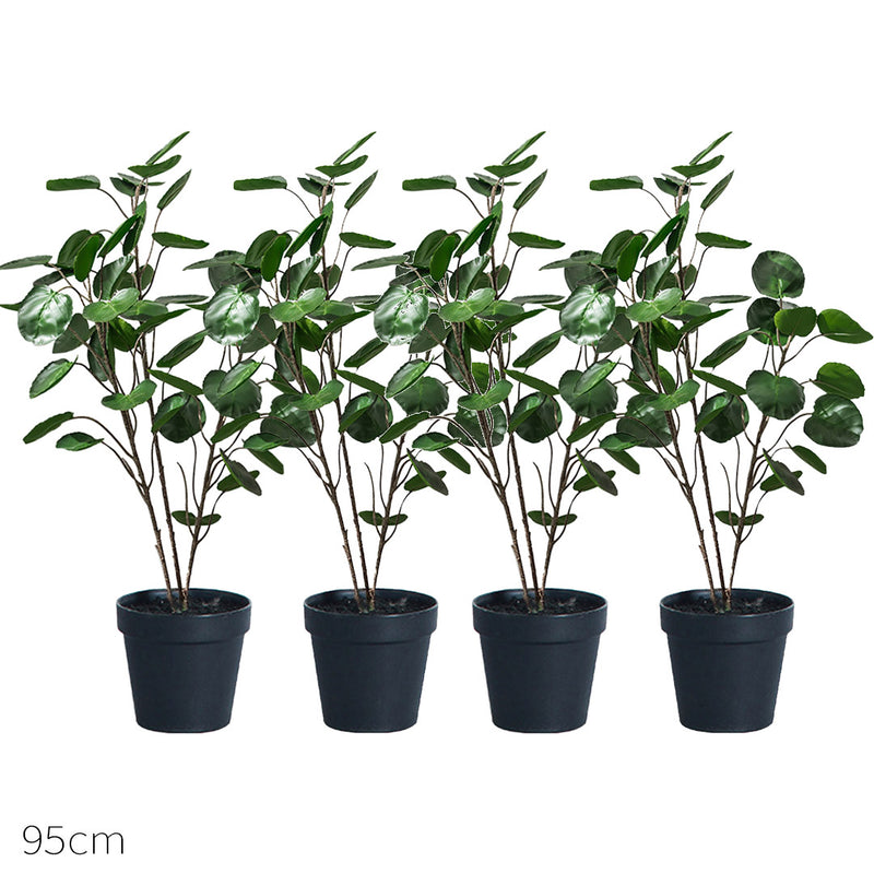 4X 95cm Potted Artificial Polyscias Plant Pe Realistic Green Indoor Tree
