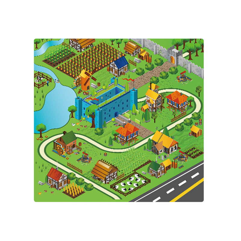 2X Kids Play Mat Polyester 120x180cm Street Map Educational Multicolor