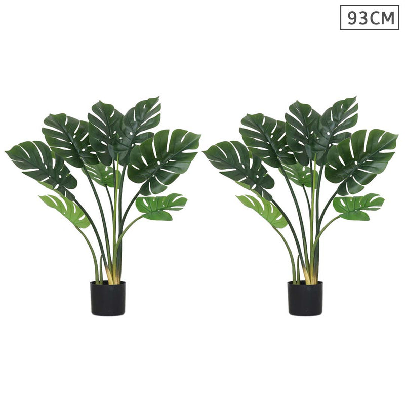 2X 93cm Indoor Artificial Turtle Back Plant With Pot Realistic Greenery Decor