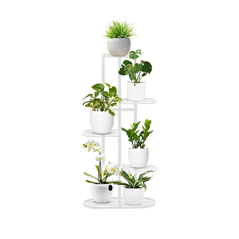 5 Tier 6 Pots Metal Plant Stand White Space Saving Indoor Outdoor 44.5x22x96cm