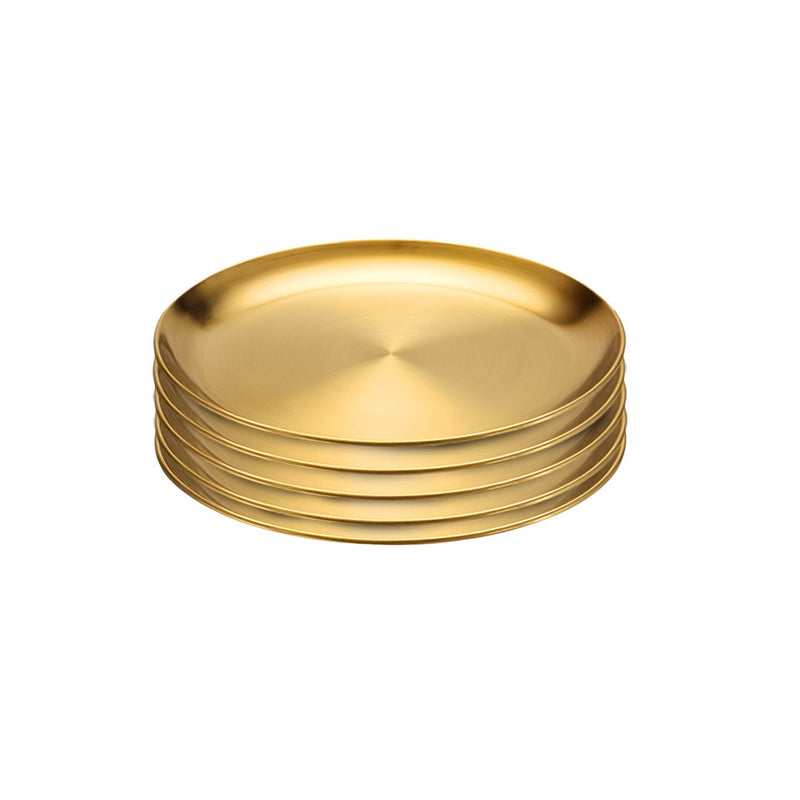 17cm Gold Stainless Steel Grilling Plate Set Of 5 Heat Resistant Non Stick