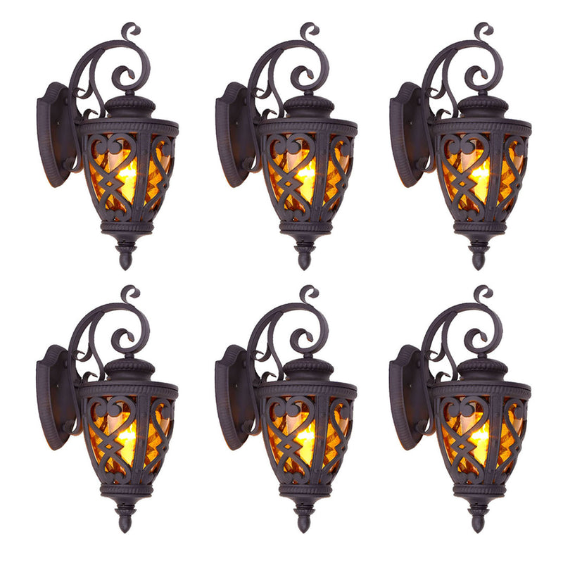 6X Wall Sconce Aluminum Glass 57cm Antique Bronze Outdoor Indoor
