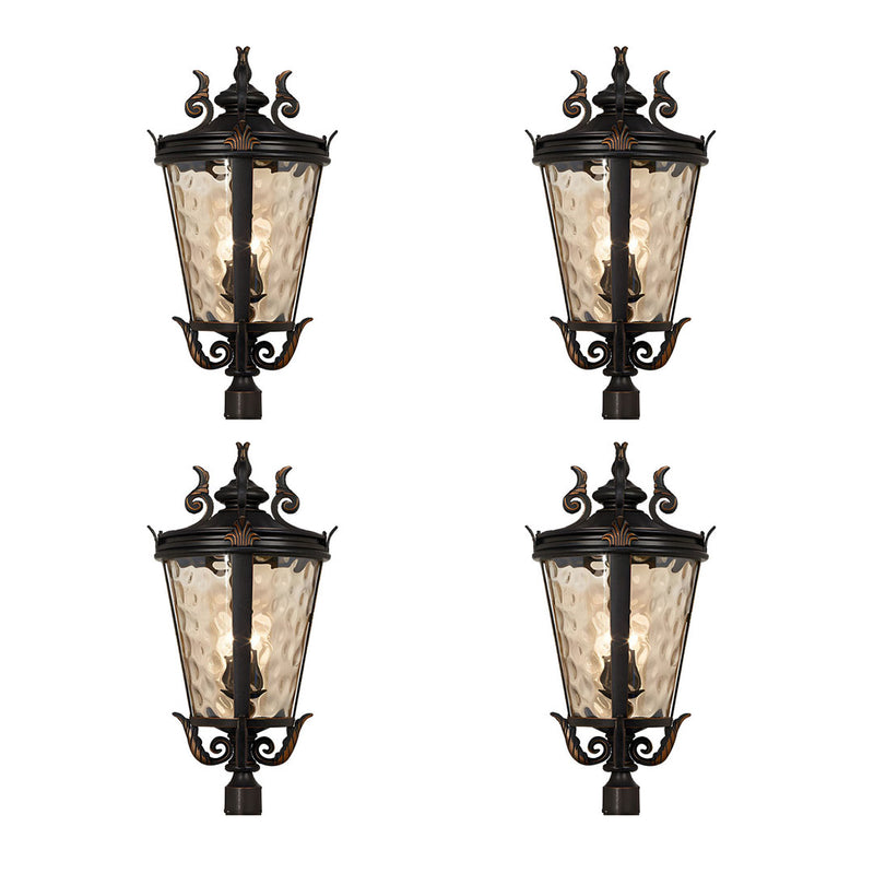 4X Vintage Lantern Wall Lamp Aluminum Glass 71.2cm Dark Brown Modern