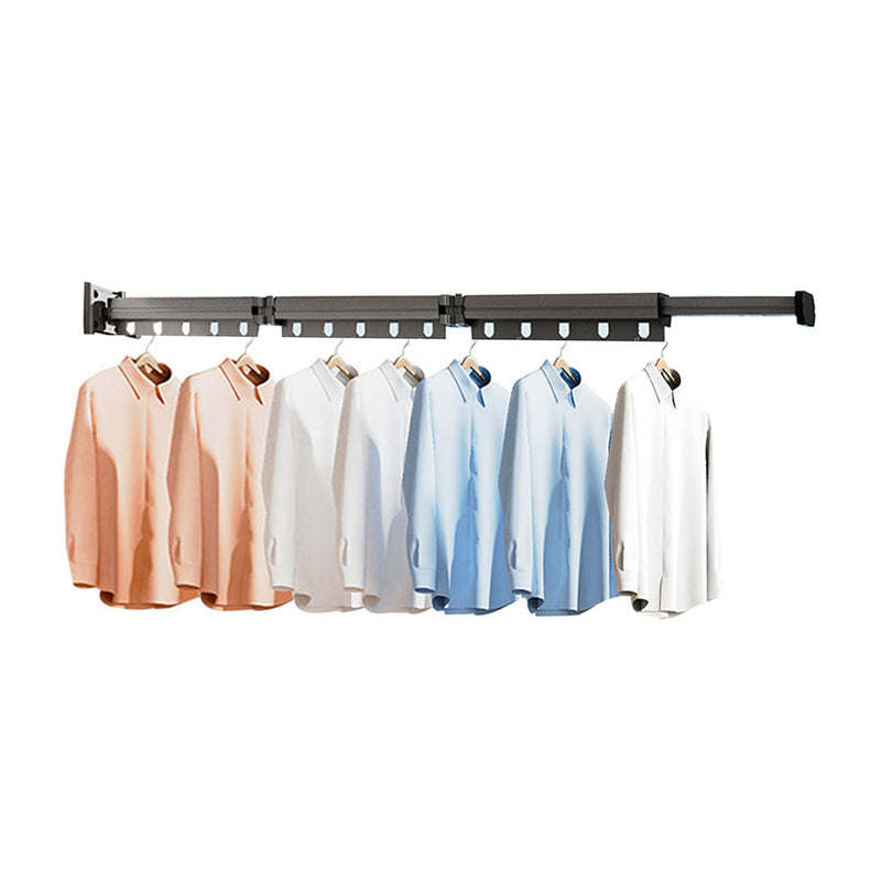 Wall Mounted Gray Aluminum 93.2cm Dry Rack Space Saving Retractable Hanger
