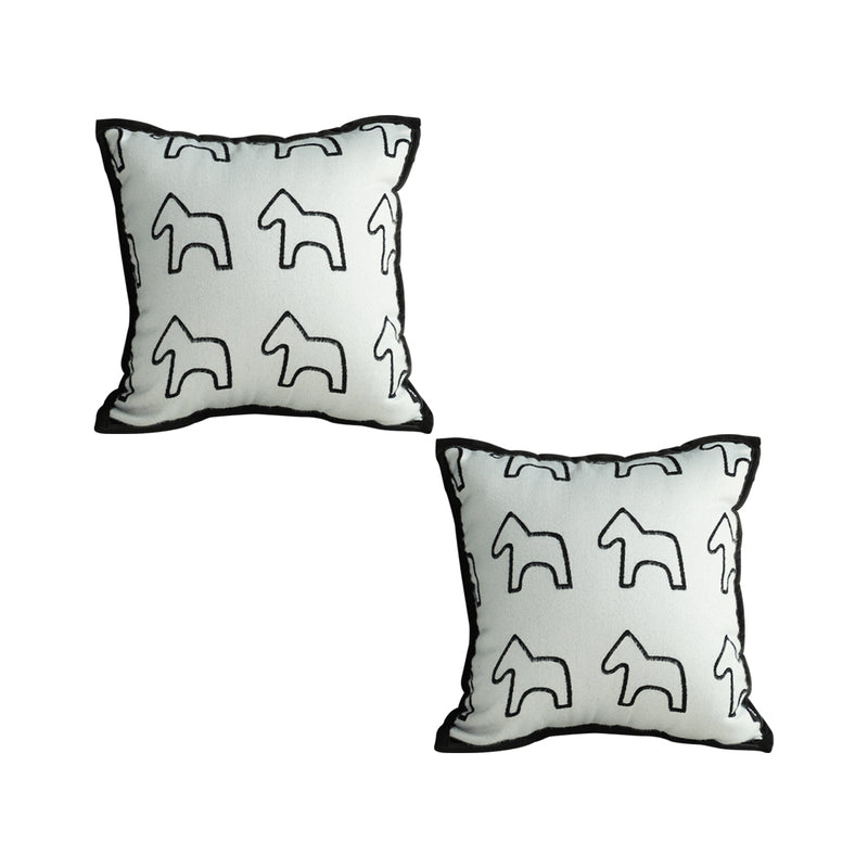 2X 45cm White Teddy Fleece Throw Pillow Square Pony Design Decorative Cushion
