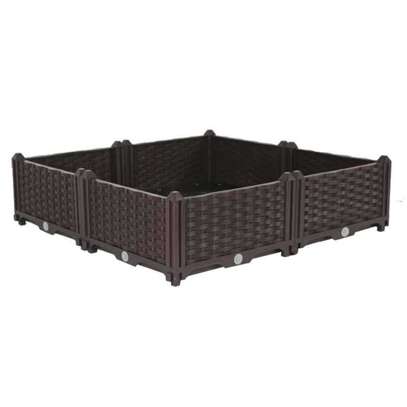 80cm Square Raised Garden Bed Polypropylene Plastic Self Watering Dark Brown