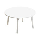 White Portable Floor Table Round Space-Saving Particleboard Metal 60cm 35cm