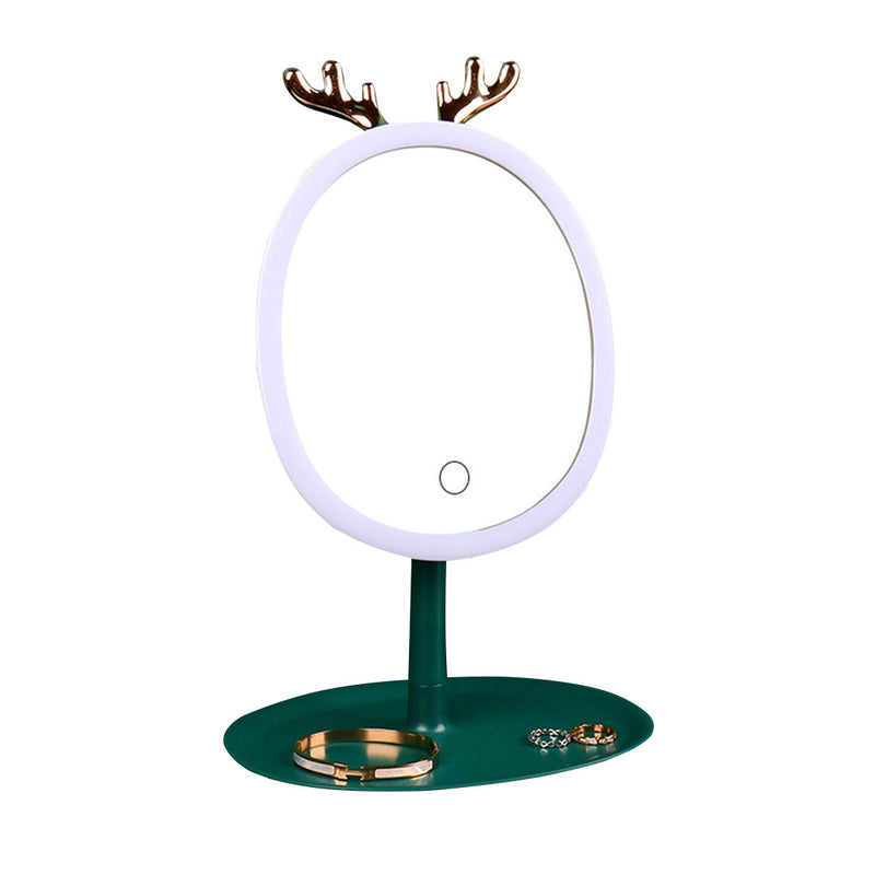 Green Antler Led Makeup Mirror Plastic Tabletop Vanity Adjustable Light