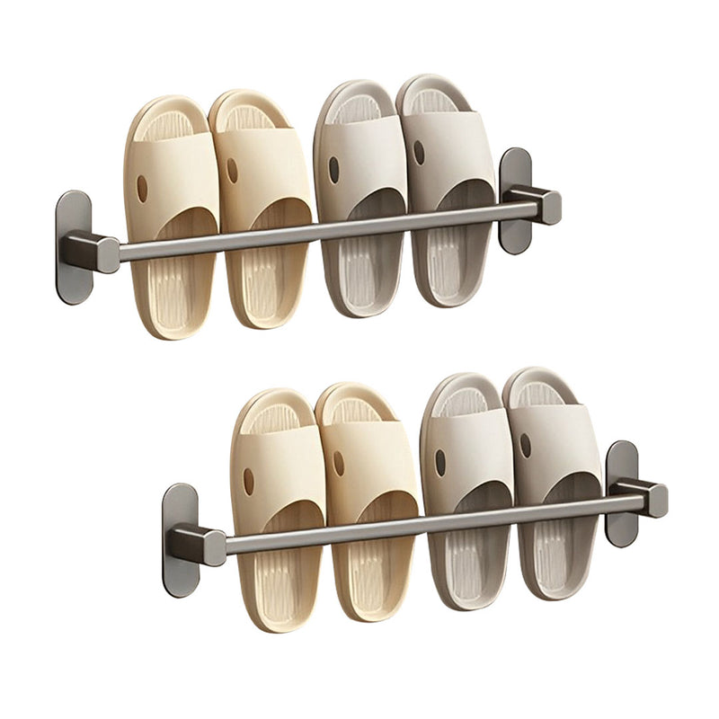 2X 49cm Aluminum Wall Mounted Slipper Rack Space Saving Adhesive Black