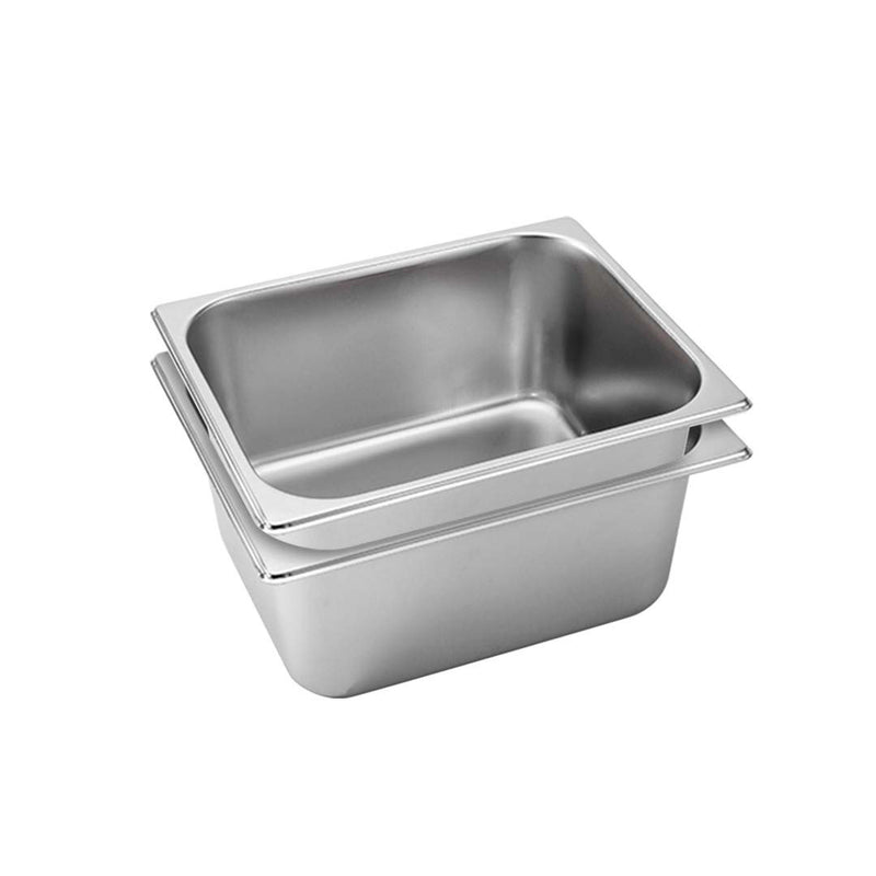 2X Gastronorm 1/2 Pan Stainless Steel 15cm Deep 27x33cm Commercial