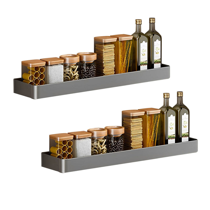 2X 30cm Black Aluminum Wall Mounted Spice Rack Kitchen Storage Organizer
