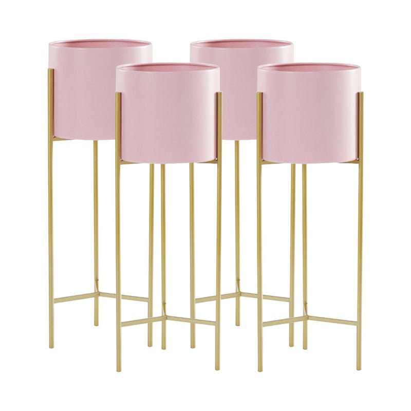 4X 2 Tier Gold Metal Plant Stand Pink Enamel Pot Holder Indoor Outdoor Display