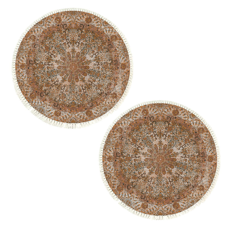 2X 120cm Round Mandala Area Rugs Polyester Anti Slip Backing