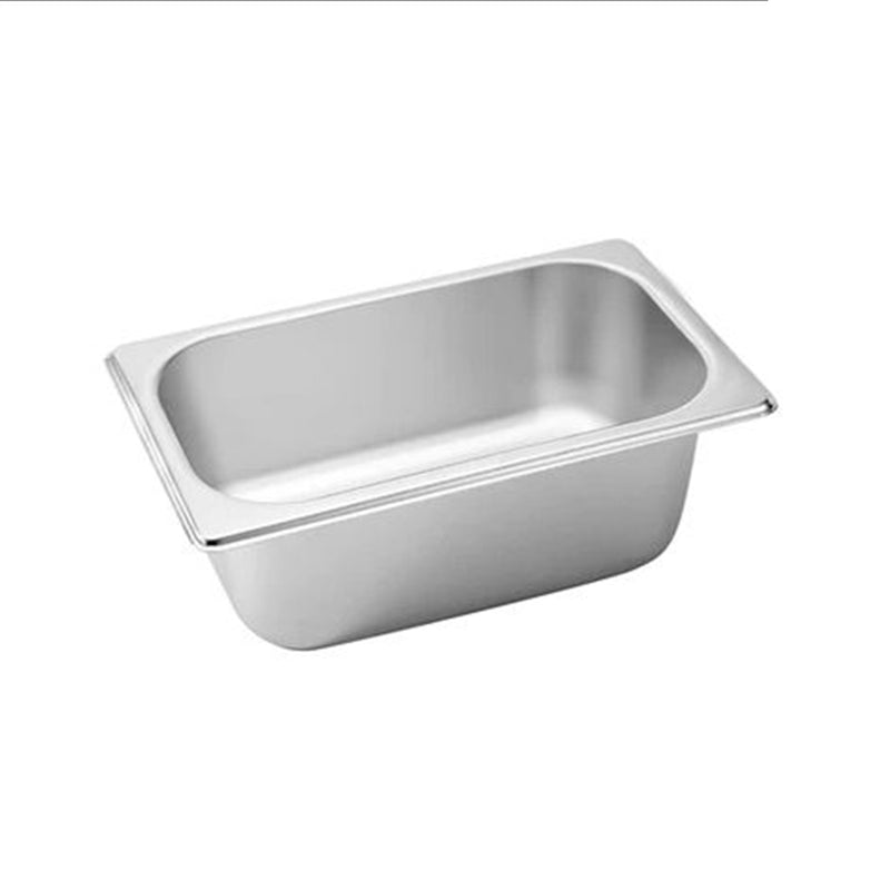 1/3 GN Stainless Steel Pan 33.4x18.2x10Cm Deep Stackable Reinforced Edges