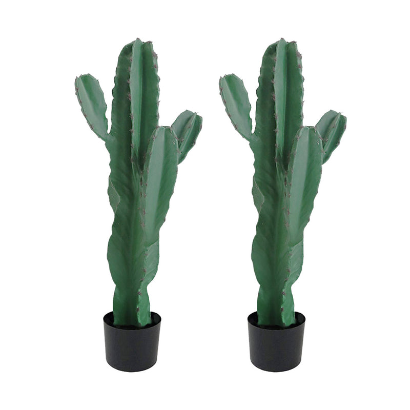 2X 70cm Green Artificial Potted Cactus Plant Polyurethane Realistic 5 Heads