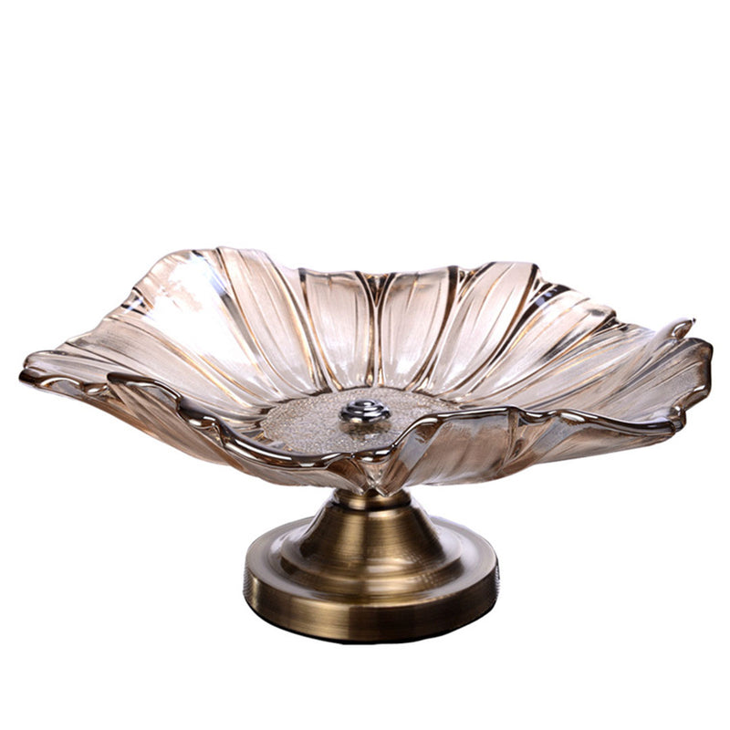 Crystal Glass Fruit Bowl Candy Holder Bronze Tulip Design 30cmx17cm Centerpiece