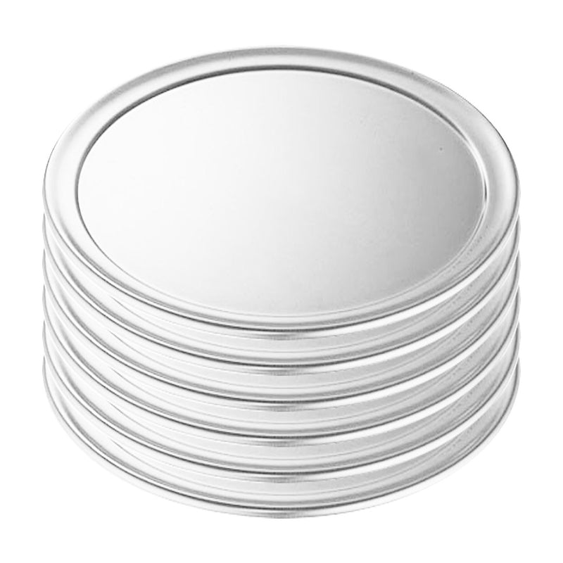 6X 8 Inch Round Aluminum Steel Pizza Pan Silver Commercial Grade Dishwasher Safe