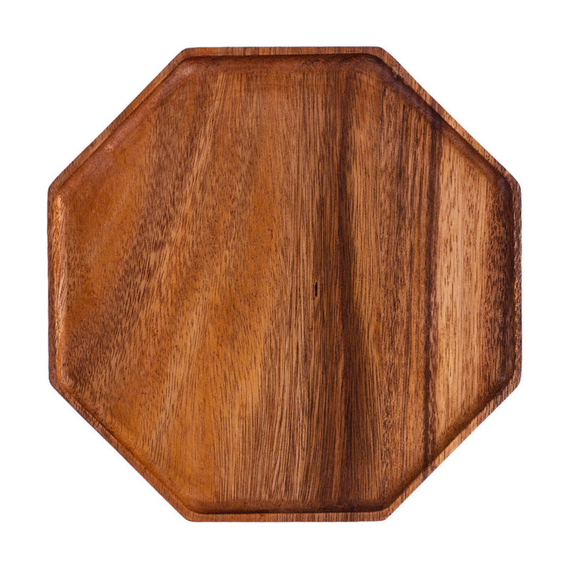25cm Octagon Acacia Wood Serving Tray Oak Charcuterie Board Centerpiece