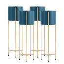 4X Gold Metal Indoor Plant Stand 2 Tier 81cm with Blue Pot Holder Shelving