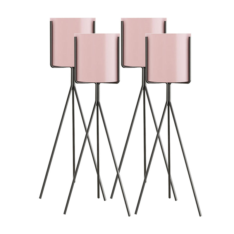 4X Tripod Metal Plant Stands Enamel 20cm Pots 50cm Frame Black Legs Pink