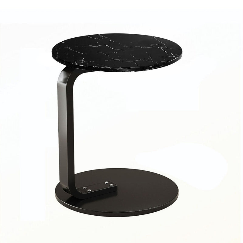 Black Marble Mini Side Table 50cm Movable Lightweight Modern Design Metal Frame