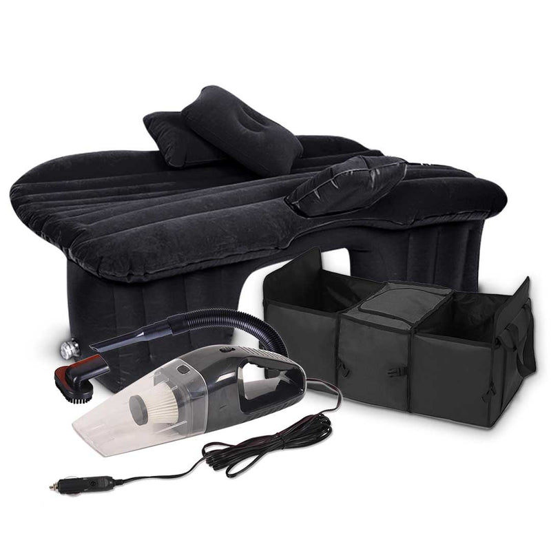 12V 120W Car Vacuum 470Ml Inflatable Car Bed 145x88x8Cm Trunk Organizer Black