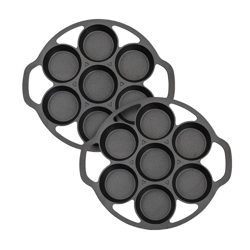 2X Cast Iron Takoyaki Fry Pan 32cm 7 Hole Nonstick Grill Mold Kitchen Tool