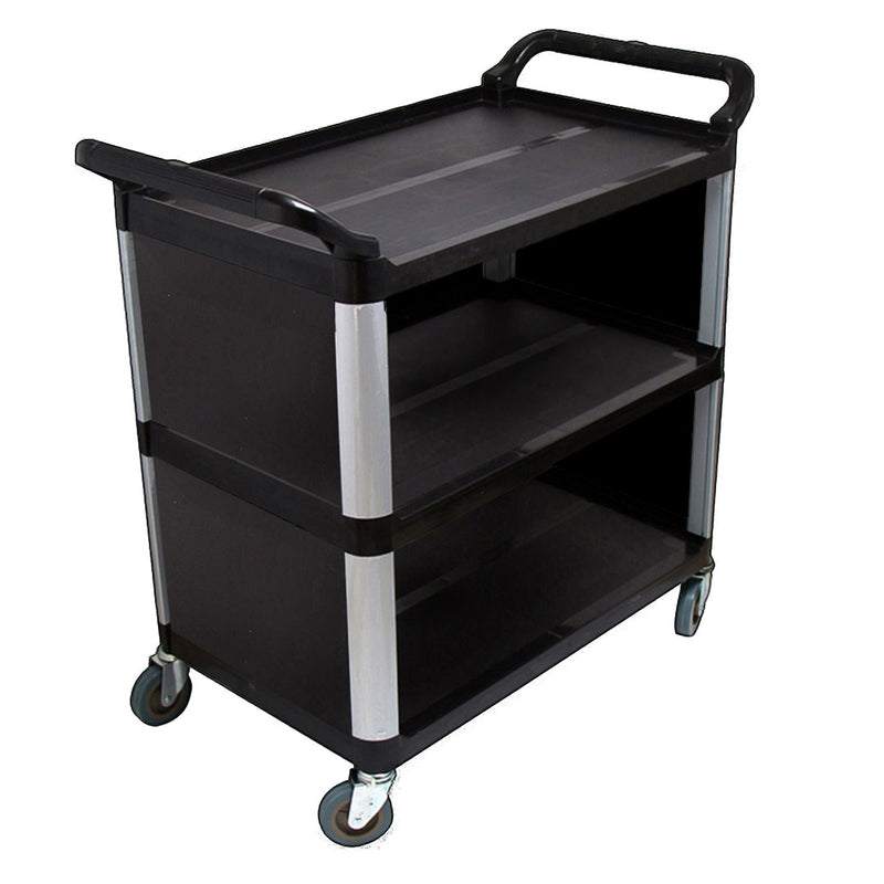 3 Tier Covered Food Waste Trolley Pvc 950 X 500 X 960 Mm 4 Inch Tpr Wheels Black