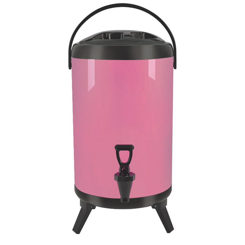 18L Stainless Steel Insulated Beverage Dispenser Hot Cold Faucet Pink