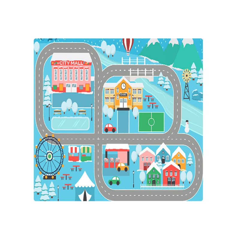 Kids Rug Polyester 120x180cm Street Map Play Mat Multicolor Educational