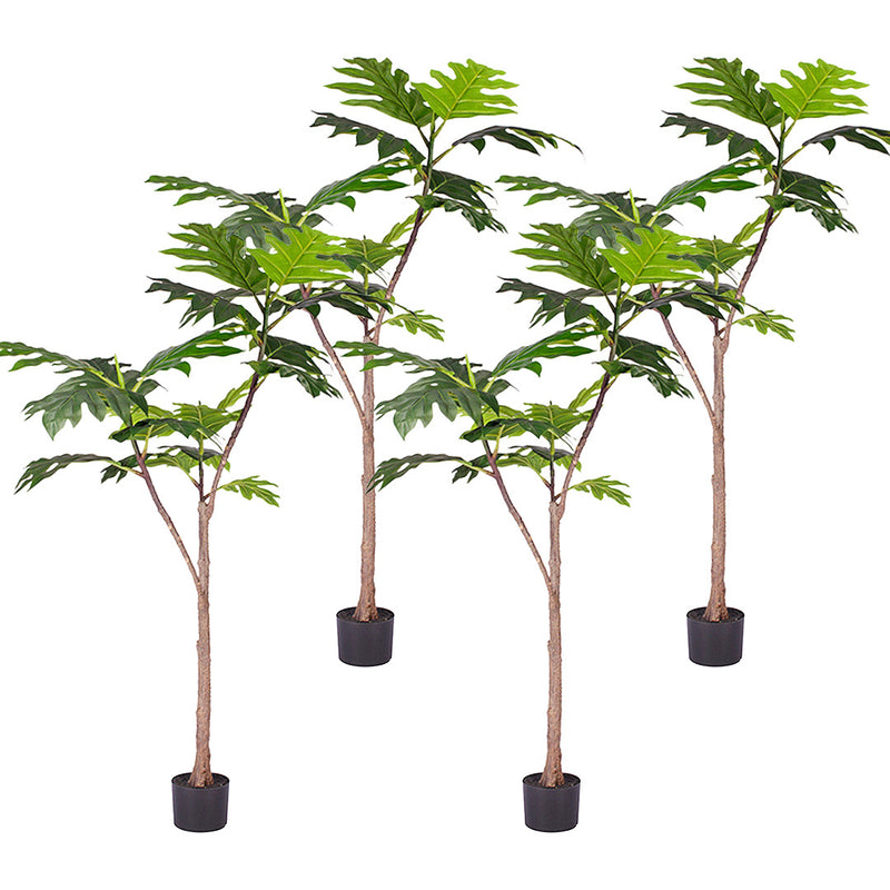 4X 150cm Polyethylene Artificial Split Leaf Philodendron Tree Green Potted