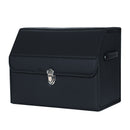 Leather Car Boot Organizer Box Foldable Portable Storage With Lock Black Small