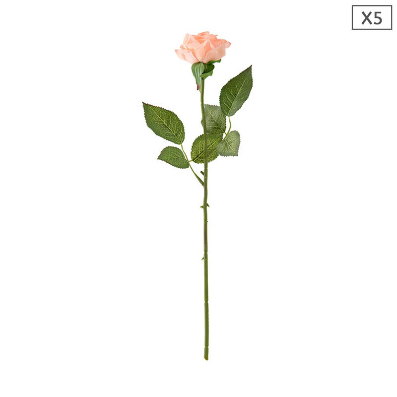 5pcs Artificial Real Touch Silk Roses Bouquet 6.5cm x 52cm Red Table Decor