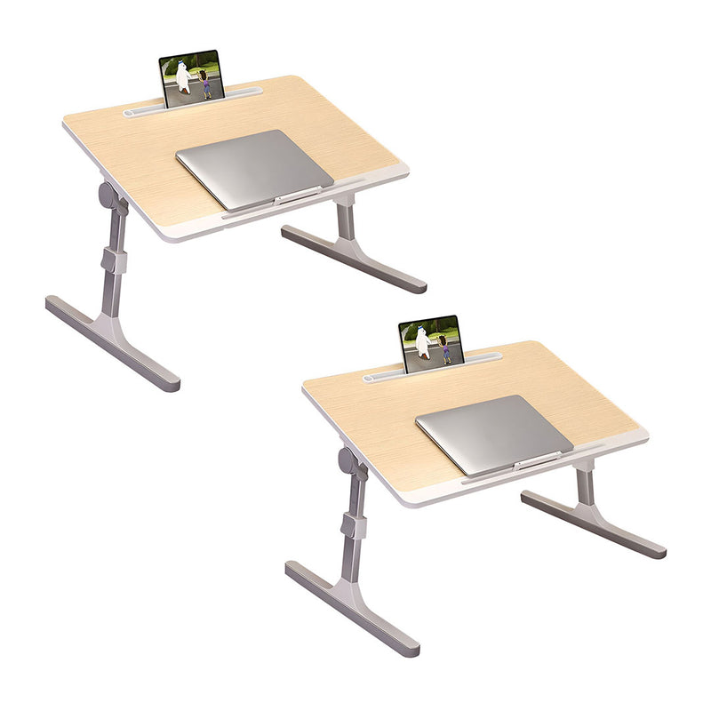 2X Wood 60x40cm Foldable Adjustable Laptop Bed Table Desk with iPad Slot