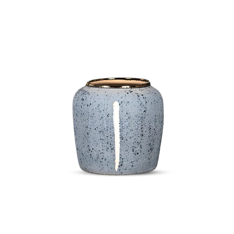 Small Ceramic Flower Vase 21x22cm Grey Handcrafted Elegant Living Room Decor