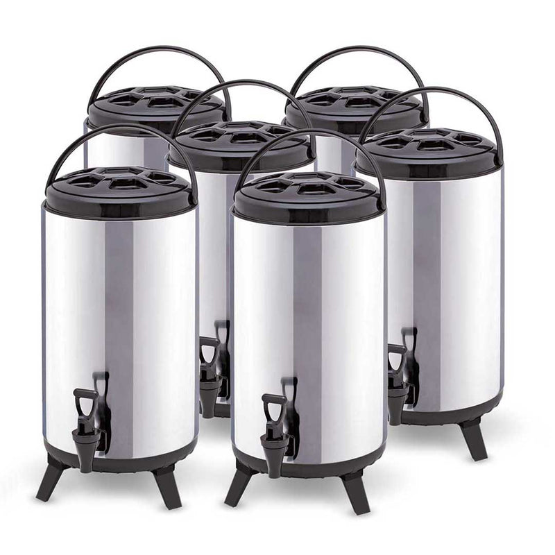 6X 12L Insulated Stainless Steel Beverage Dispenser Hot And Cold With Tap