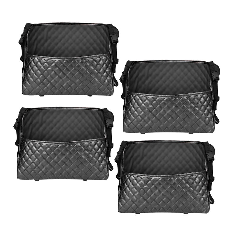 4X Black Leather Car Storage Organizer Bag Durable Portable Easy Clean