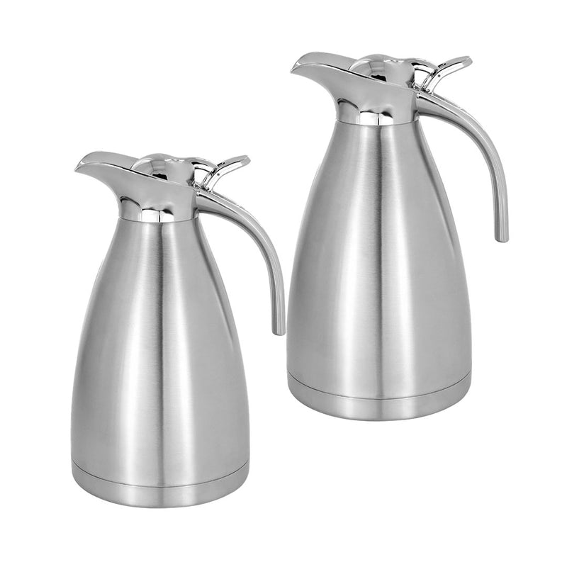 2X 2.0L Silver 3-Layer Stainless Steel Vacuum Insulated Thermal Flask