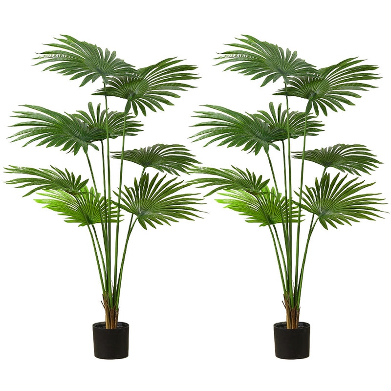 2X 150cm Artificial Green Fan Palm Tree Indoor Outdoor Home Office Decor